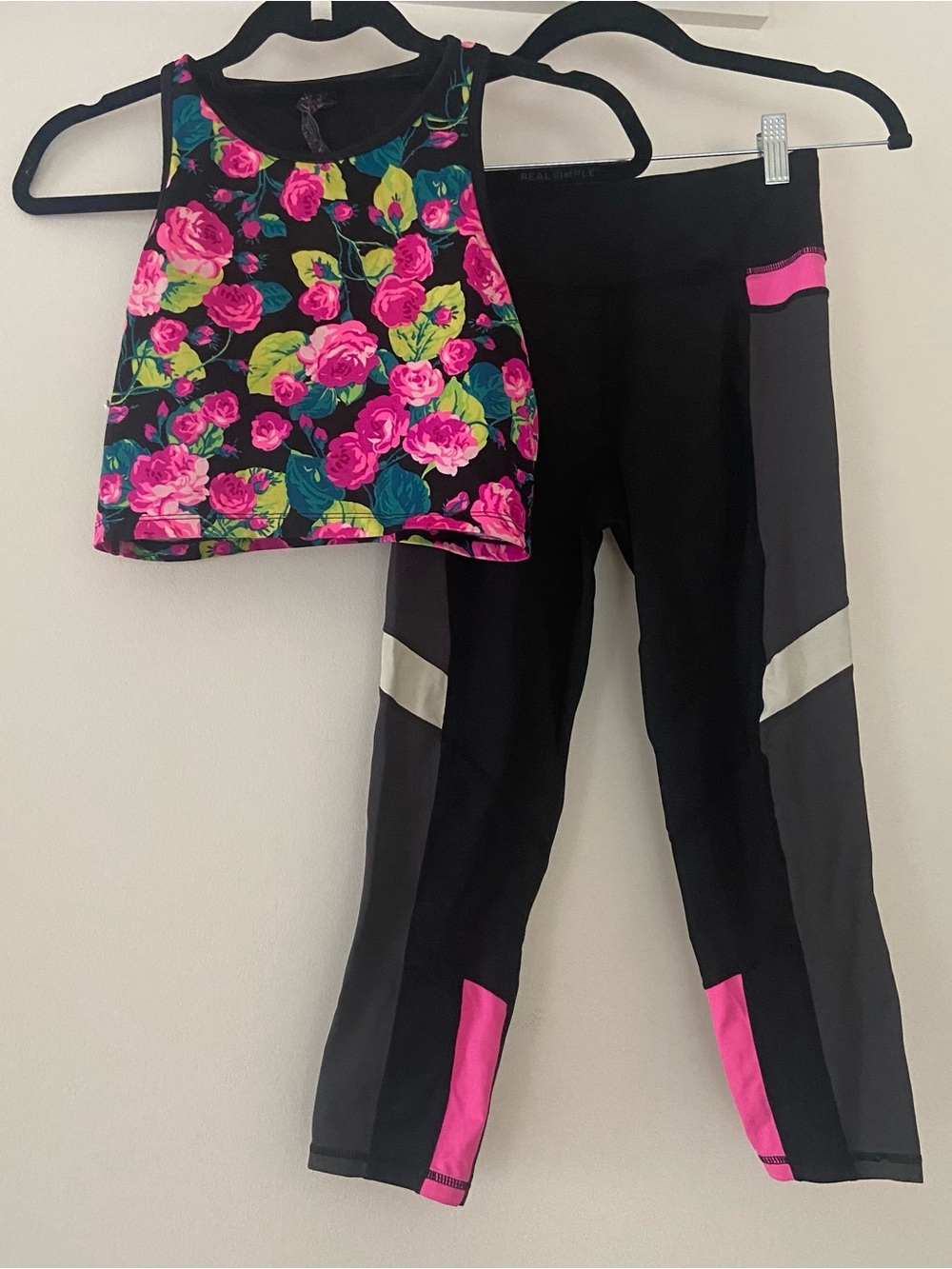 Betsey Johnson Performance Workout Leggings Crop Top Size XS/S Floral Colorful